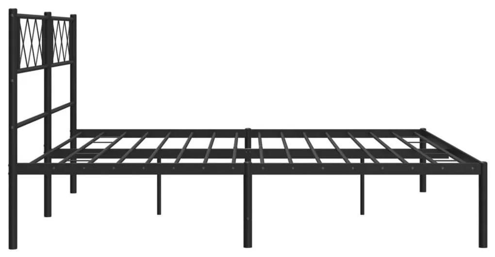 Πλαίσιο Κρεβατιού με Κεφαλάρι Μαύρο 193 x 203 εκ. Μεταλλικό - Μαύρο