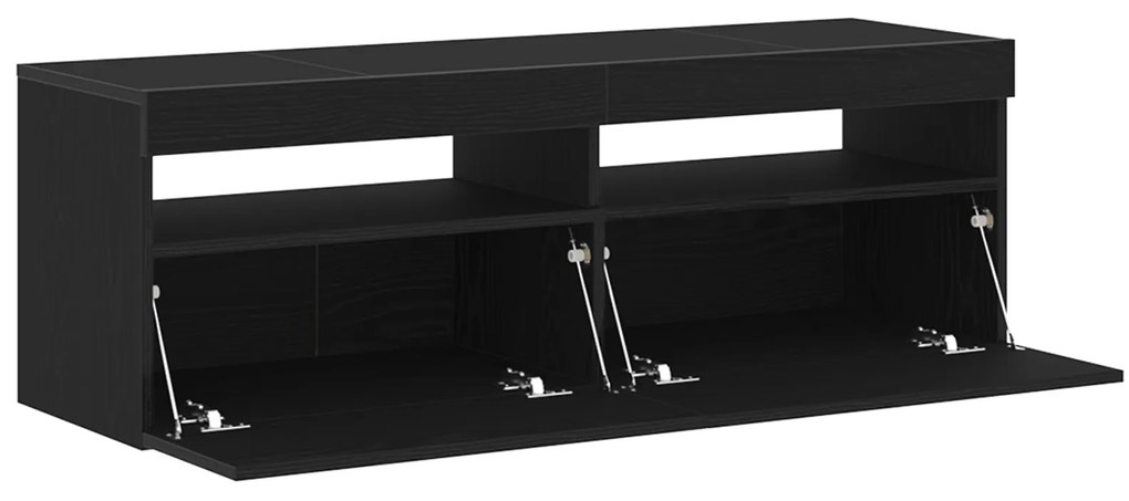 vidaXL Ντουλάπα τηλεόρασης με LED Μαύρη Δρύς 120x35x40 εκ. Επεξεργασμένο ξύλο