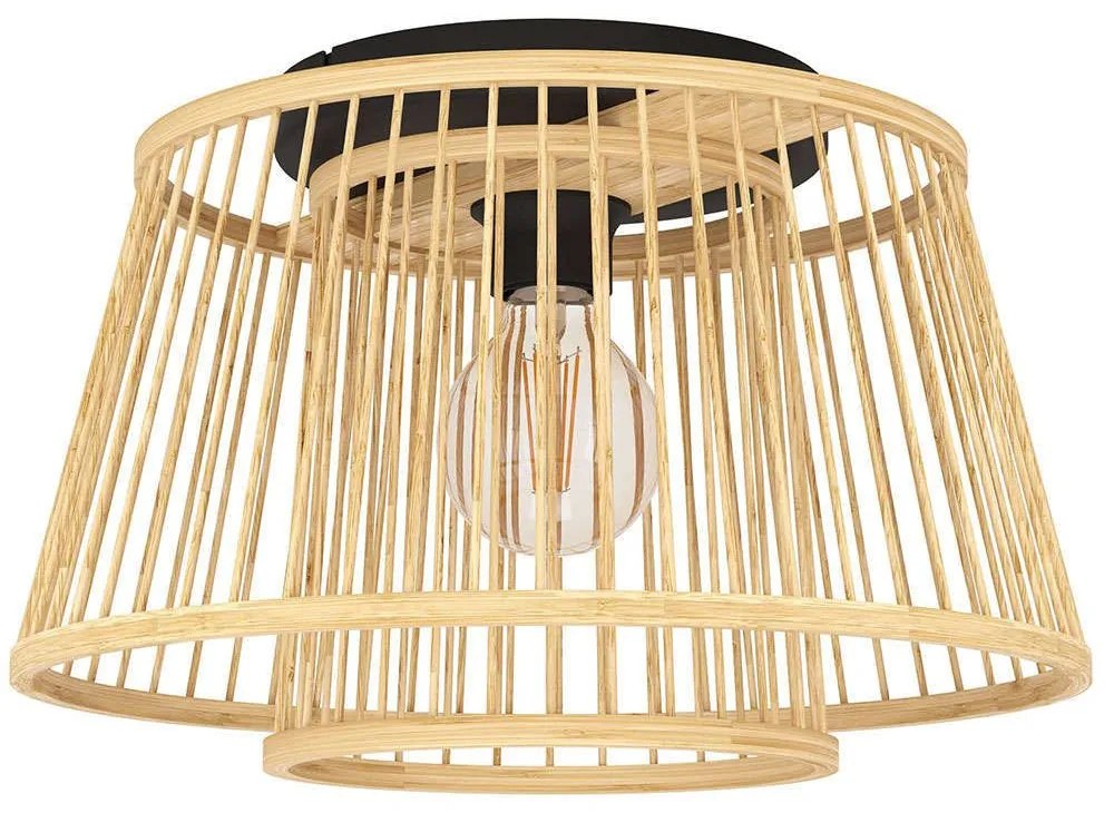 Φωτιστικό Οροφής - Πλαφονιέρα Hykeham 43851 Φ38x21cm 1xE27 40W Natural-Black Eglo Steel,Wood