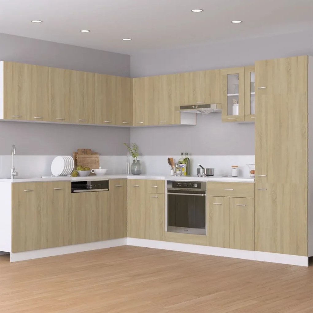 vidaXL Κρεμαστό Γυάλινο Ντουλάπι "Lyon" Ξύλο Sonoma Δρυς 60x31x60 εκ. από Τεχνητό Ξύλο