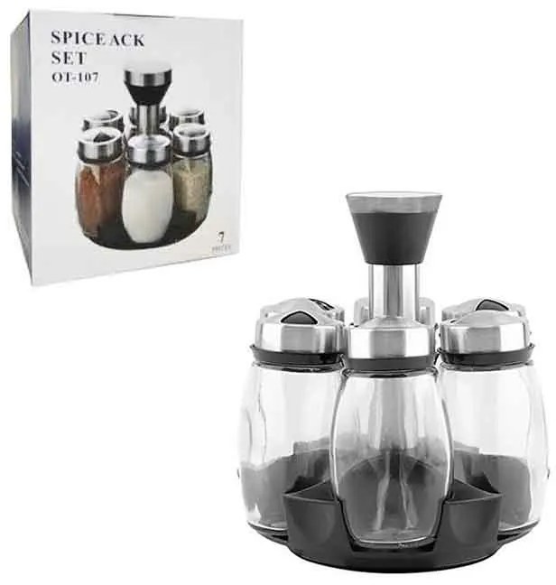 Σετ Μπαχαρικών 7 Τεμαχίων με Περιστρεφόμενη Βάση OT-107 - Spice Rack Set-0284007-179613