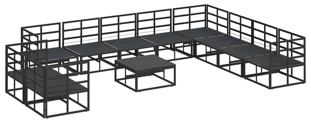 vidaXL Σετ Καναπέ Κήπου με μαξιλάρι 11 pcs Μαύρο Αλουμίνιο