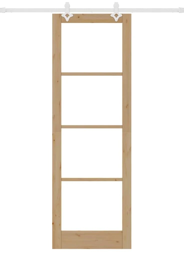 vidaXL Συρόμενη Πόρτα Καφέ 78 x 232 cm Ξύλο και μέταλλο