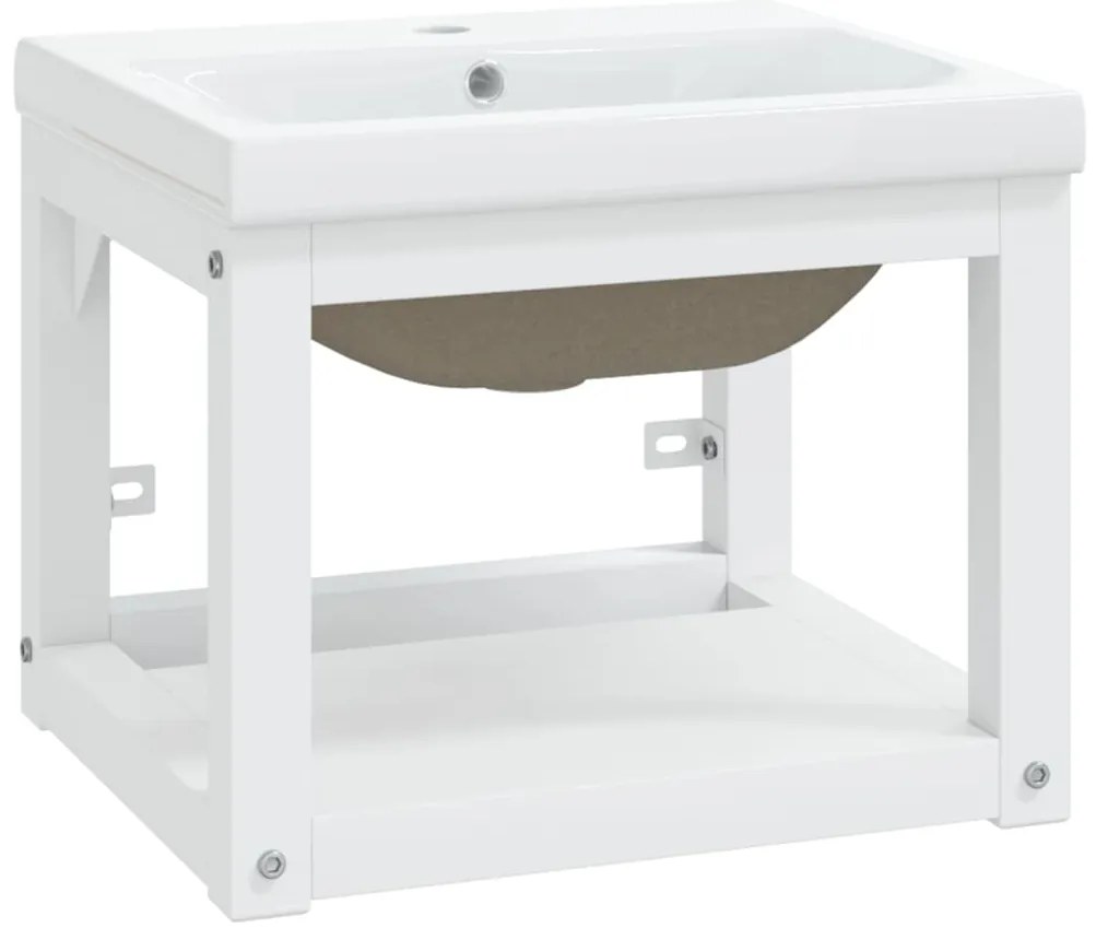 vidaXL Σκελετός Νιπτήρα Μπάνιου με Εντοιχισμένο Νιπτήρα Λευκό Σίδερο