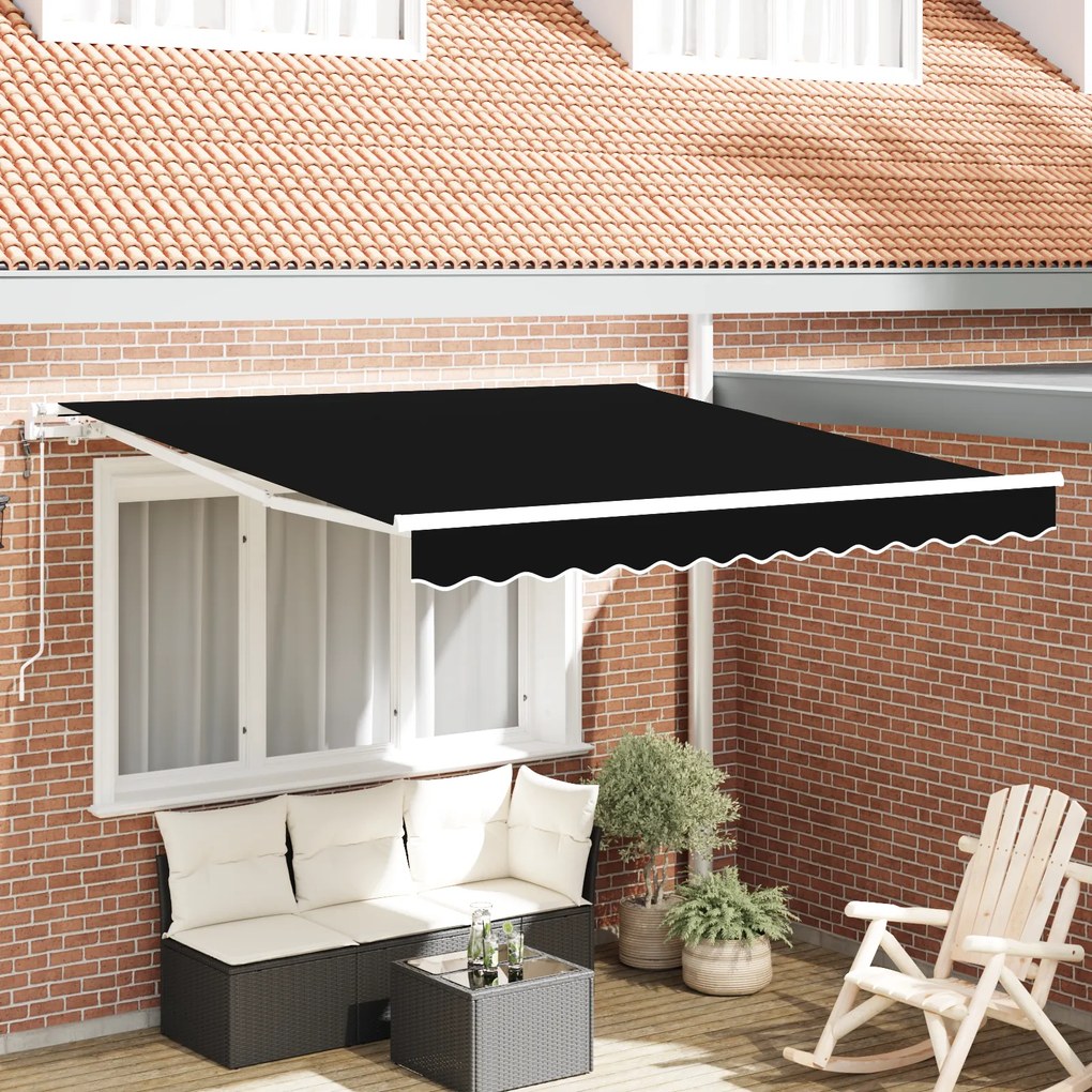 vidaXL Ανασυρόμενη Τέντα Μαύρο 350 x 250 εκ Μαύρο
