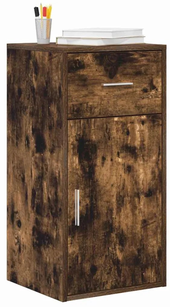 vidaXL Πλαϊνό γραφείο με συρτάρι Καπνιστό Δρύς 38 x 34 x 75 εκ