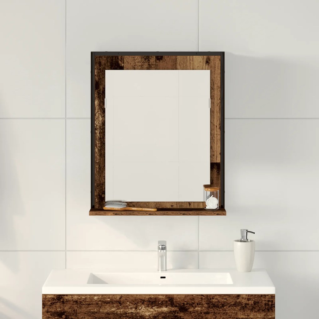 vidaXL Καθρέφτης Μπάνιου  Ξύλο Παλαιού Στυλ 50x12x60 εκ. Κατασκευασμένο από Μηχανικά Ξύλα