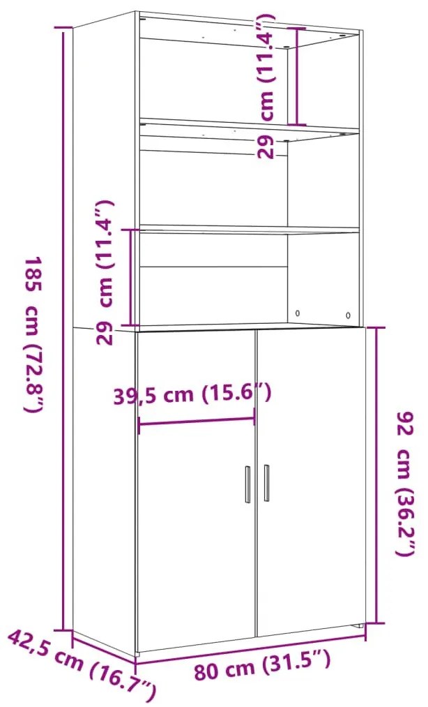 Ντουλάπι Γκρι Σκυροδέματος 80x42,5x185 εκ. Επεξεργασμένο Ξύλο - Γκρι