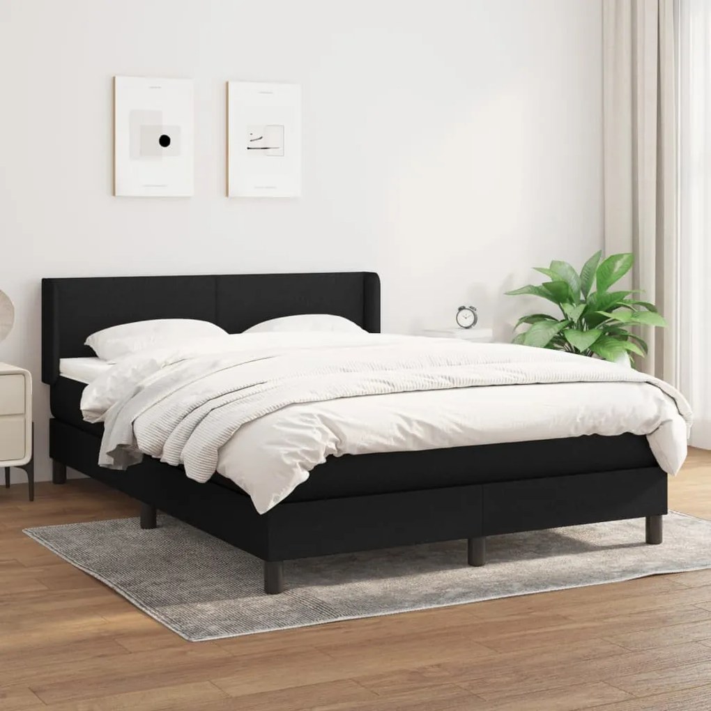 vidaXL Κρεβάτι Boxspring με Στρώμα Μαύρο 140x200 εκ. Υφασμάτινο