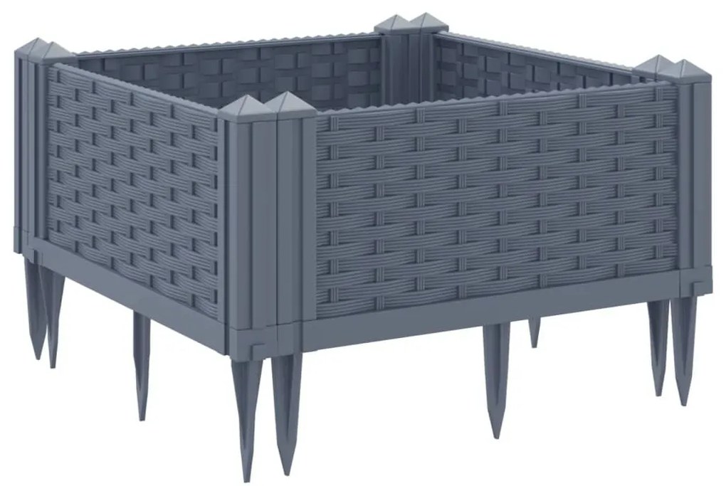 vidaXL Ζαρντινιέρα με Πασσάλους Μπλε Γκρι 42,5x42,5x28,5 εκ. Πολυπροπυλένιο