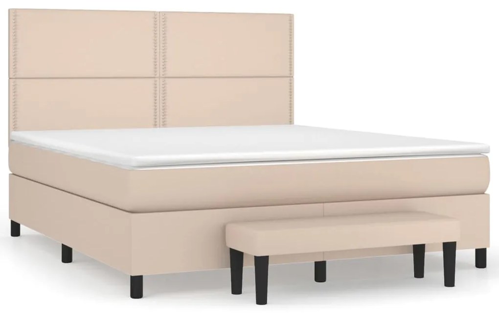 vidaXL Κρεβάτι Boxspring με Στρώμα Καπουτσίνο 160x200εκ.από Συνθ.Δέρμα