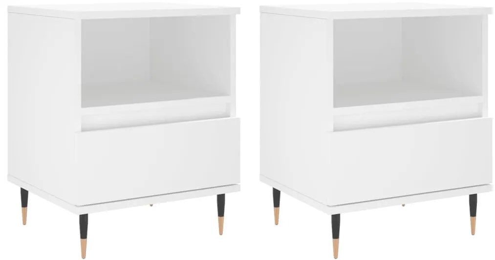 vidaXL Κομοδίνα Λευκά 2 τεμ. 40 x 35 x 50 εκ. από Επεξεργασμένο Ξύλο