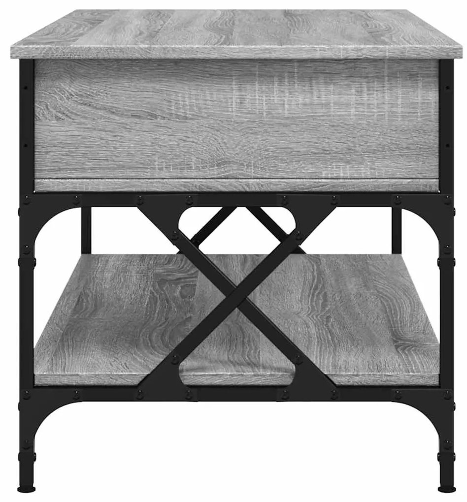 vidaXL Τραπεζάκι Σαλονιού Γκρι Sonoma 100x50x50 εκ. Επεξ. Ξύλο/Μέταλλο