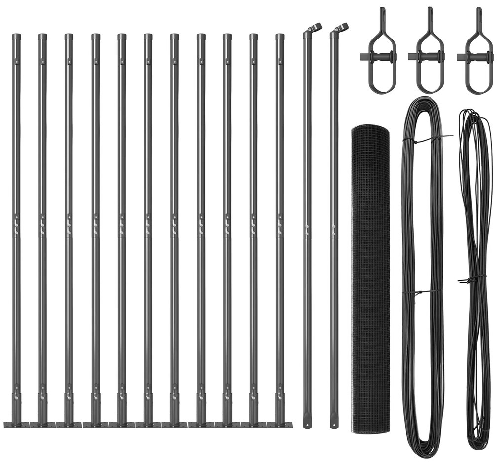 vidaXL Φράχτης  Welded Wire με 13 στυλώματα γκρι 1 x 25 μ χάλυβας