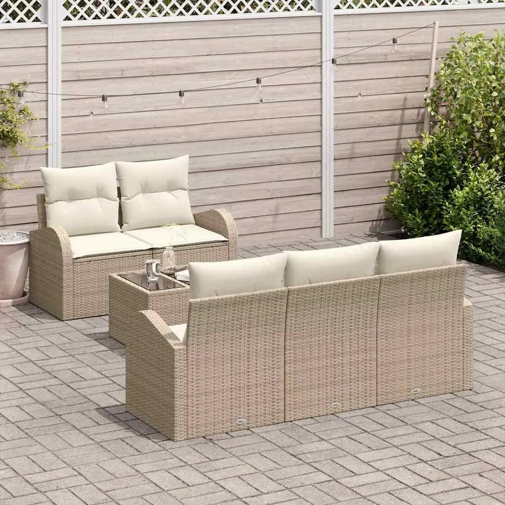 vidaXL Σετ Καναπέ Κήπου 6 pcs Μπεζ 55 x 55 x 37 εκ Πολυ ράταν