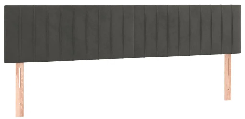 vidaXL Κρεβάτι Boxspring με Στρώμα &amp; LED Σκ. Γκρι 160x200εκ. Βελούδινο