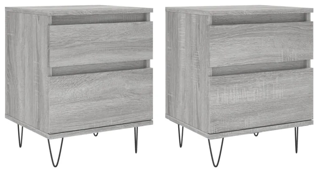 vidaXL Κομοδίνα 2 τεμ. Γκρι Sonoma 40 x 35 x 50 εκ. από Επεξεργ. Ξύλο