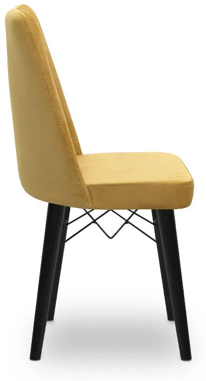 Καρέκλα τραπεζαρίας Carla Megapap από βελούδο χρώμα μουσταρδί - μαύρο πόδι 45x46x90εκ. - Βελούδο - GP044-0003,3