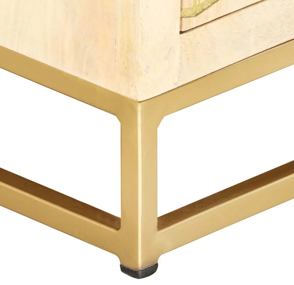 vidaXL Έπιπλο Τηλεόρασης Χρυσό 120 x 30 x 40 εκ. από Μασίφ Ξύλο Μάνγκο