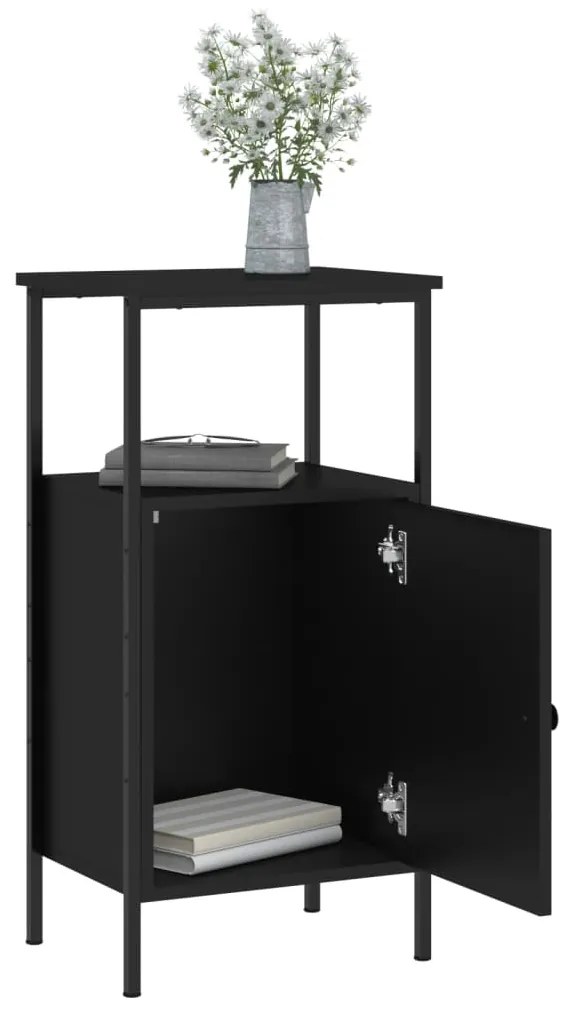 vidaXL Κομοδίνα 2 τεμ. Μαύρα 41 x 31 x 80 εκ. από Επεξεργασμένο Ξύλο
