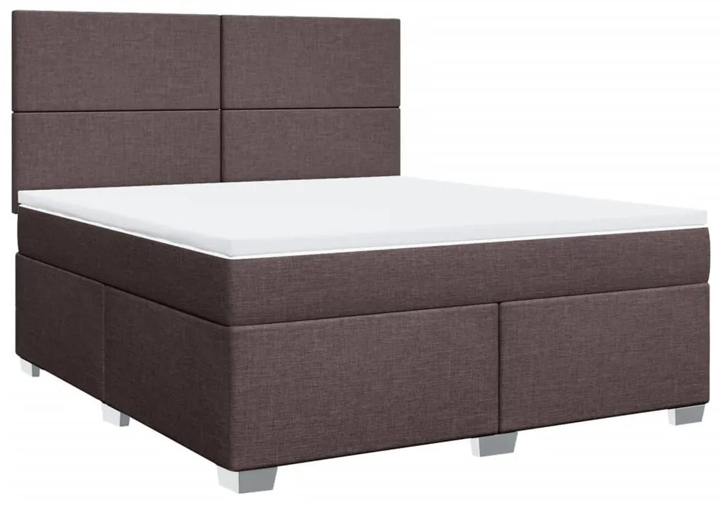 Κρεβάτι Boxspring με Στρώμα Σκούρο Καφέ 180x200 εκ Υφασμάτινο - Καφέ