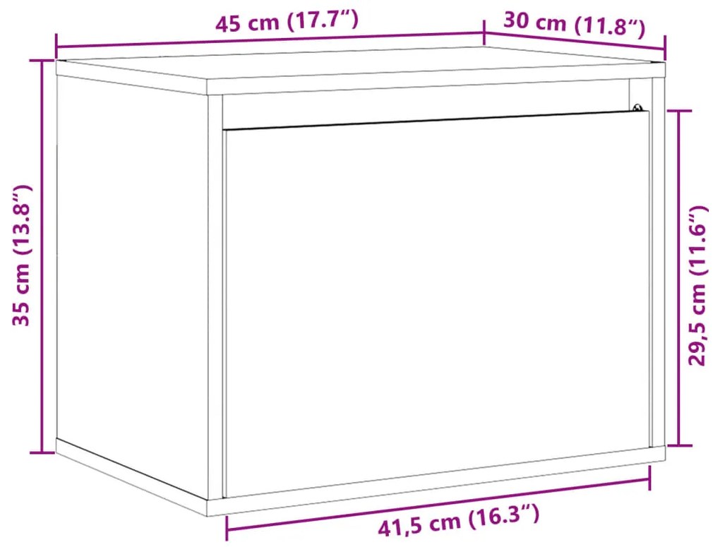 Ντουλάπι Τοίχου Καφέ Μελί 45 x 30 x 35 εκ. Μασίφ Ξύλο Πεύκου - Καφέ