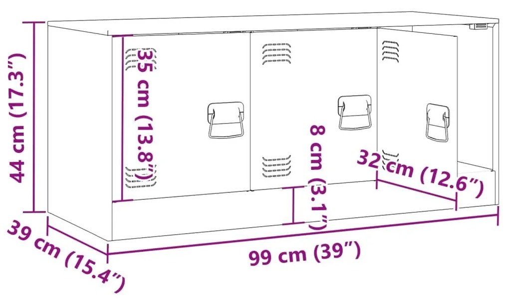 Έπιπλο Τηλεόρασης Ανθρακί 99x39x44 εκ. από Χάλυβα - Ανθρακί