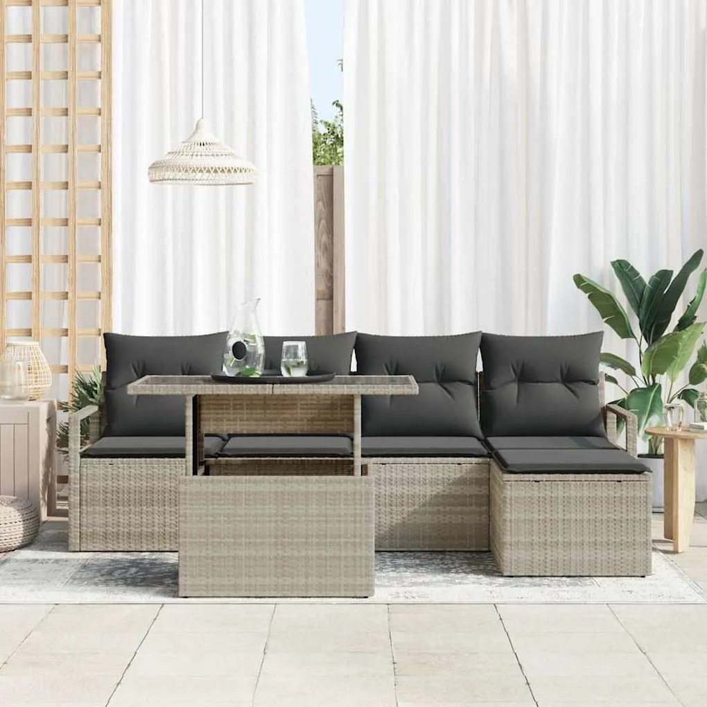 vidaXL Σετ Καναπέ Κήπου με μαξιλάρι 6 pcs Ανοιχτό γκρι