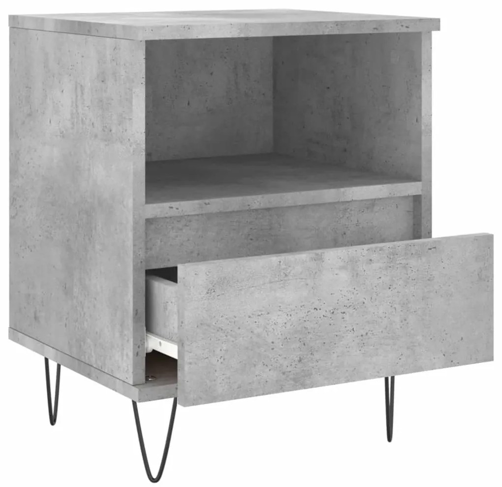 vidaXL Κομοδίνα 2 τεμ. Γκρι Σκυροδέματος 40x35x50 εκ. Επεξεργ. Ξύλο