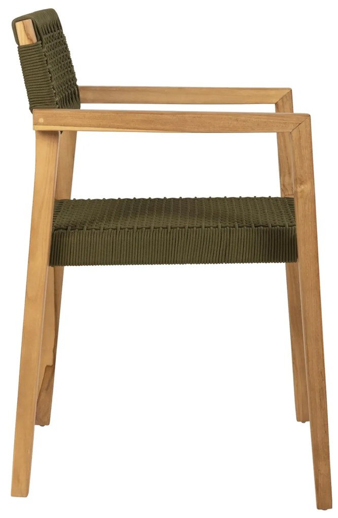 Πολυθρόνα CHARLOTTE Ξύλο Teak Φυσικό και Πράσινο Σχοινί 59x54x83Yεκ. 59x54x83 εκ.