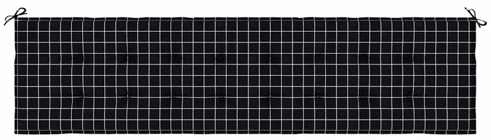 vidaXL Μαξιλάρι Πάγκου Μαύρο Καρό 200x50x4 εκ. Ύφασμα Oxford
