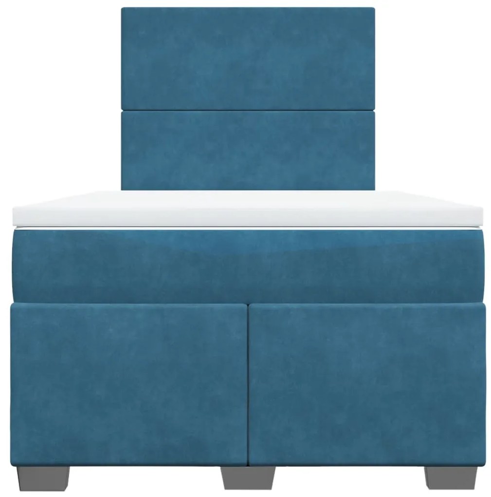 vidaXL Κρεβάτι Boxspring με Στρώμα Μπλε 120x200 εκ. Βελούδινο