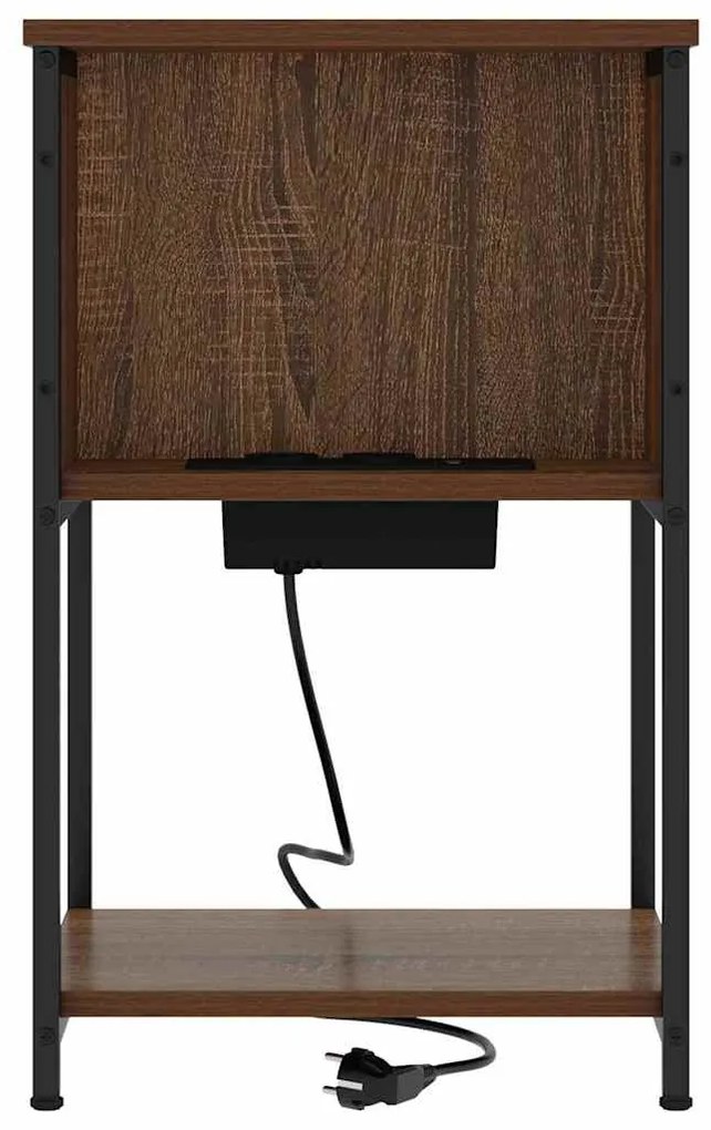 vidaXL Κομοδίνο 2 pcs Καφέ δρυς 38 x 31 x 61 εκ Επεξεργασμένο ξύλο