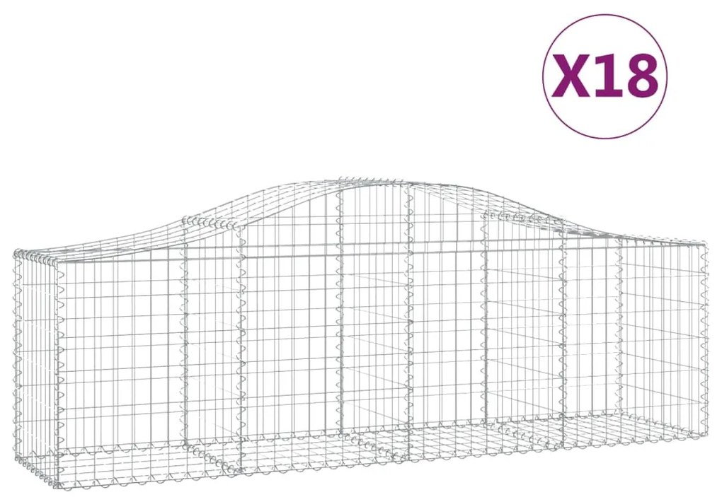 vidaXL Συρματοκιβώτια Τοξωτά 18 τεμ. 200x50x60/80 εκ. Γαλβαν. Ατσάλι