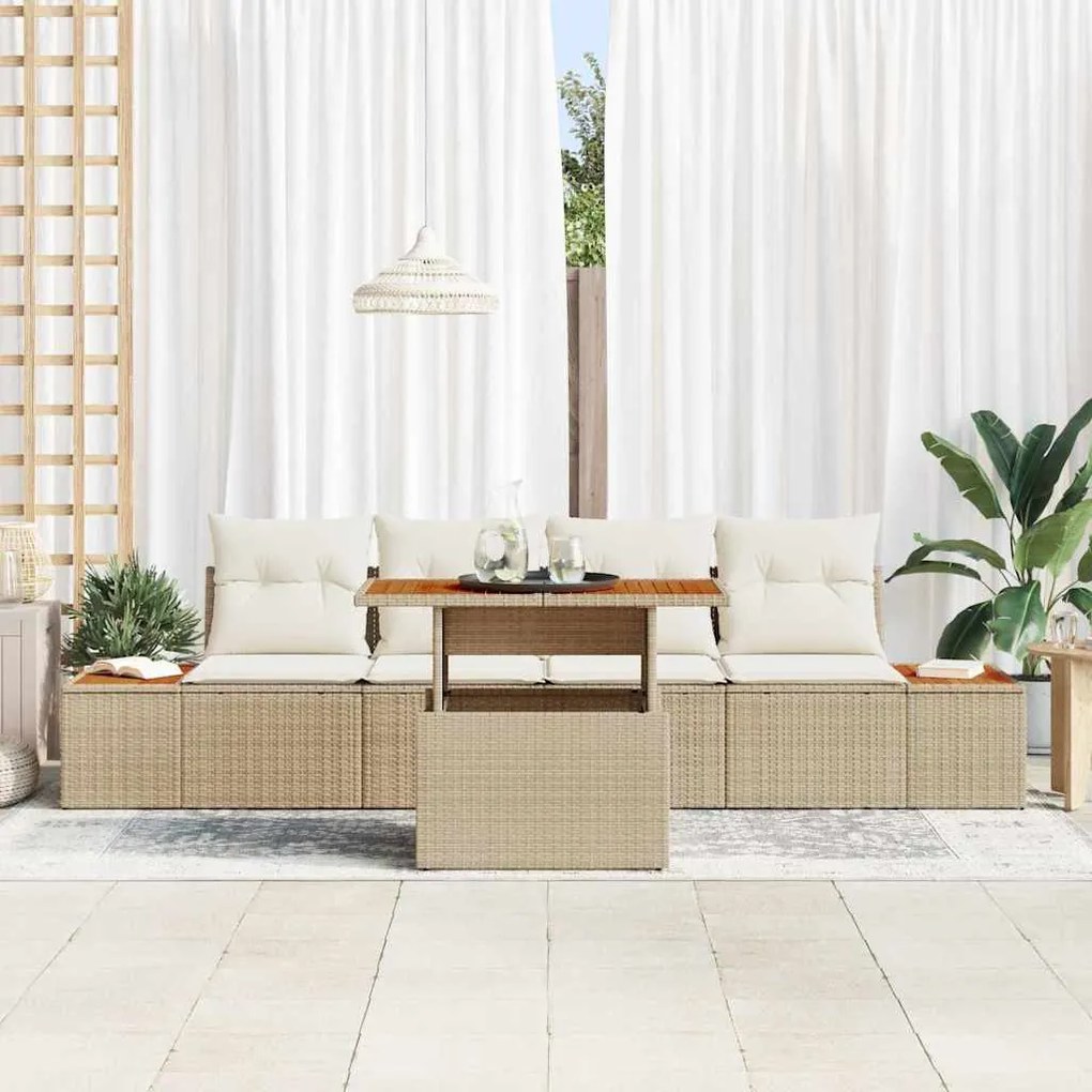 vidaXL Σέτ φαγητού για κήπο 5 pcs Μπεζ και Κρέμα 100 x 55 x 73 εκ