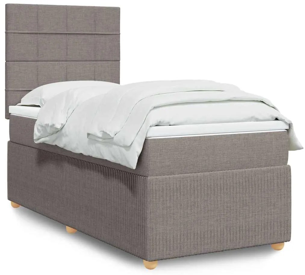 vidaXL Κρεβάτι Boxspring με Στρώμα Taupe 90x190 εκ.Υφασμάτινο