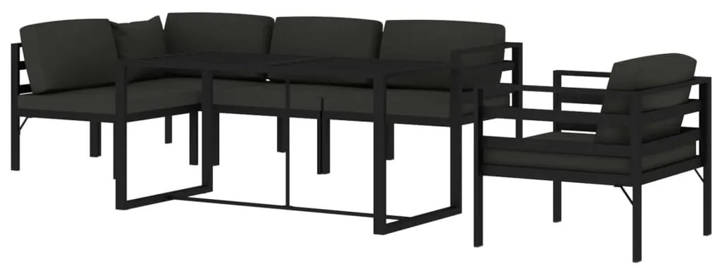 vidaXL Σαλόνι Κήπου 6 Τεμαχίων Ανθρακί Αλουμινίου με Μαξιλάρια