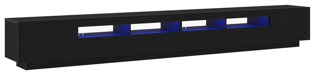 vidaXL Ντουλάπι τηλεόρασης με LED φώτα Μαύρο Δρυς 300x35x40 εκ. Κατασκευασμένο από Ξύλο