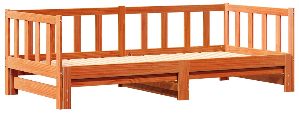 vidaXL κρεβάτι ημέρας με κρεβάτι κάτω καφέ 180x200 εκ. Μασίφ ξύλο πεύκου