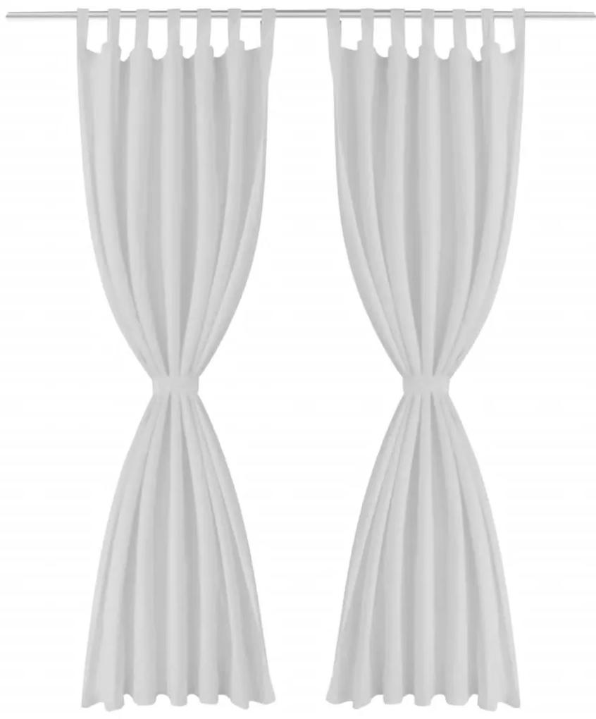 Κουρτίνες με Θηλιές 2 τεμ. Λευκές 140 x 225 εκ. από Microsatin - Λευκό