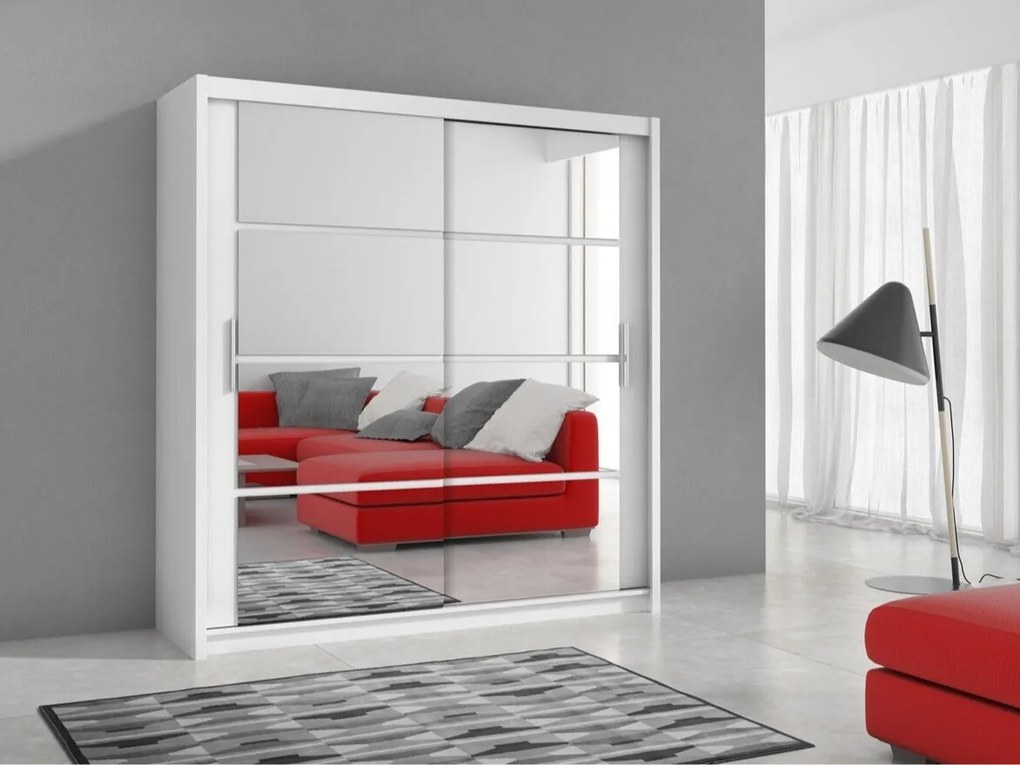 Ντουλάπα Honolulu 118, Άσπρο, 215x160x61cm, Πόρτες ντουλάπας: Ολίσθηση