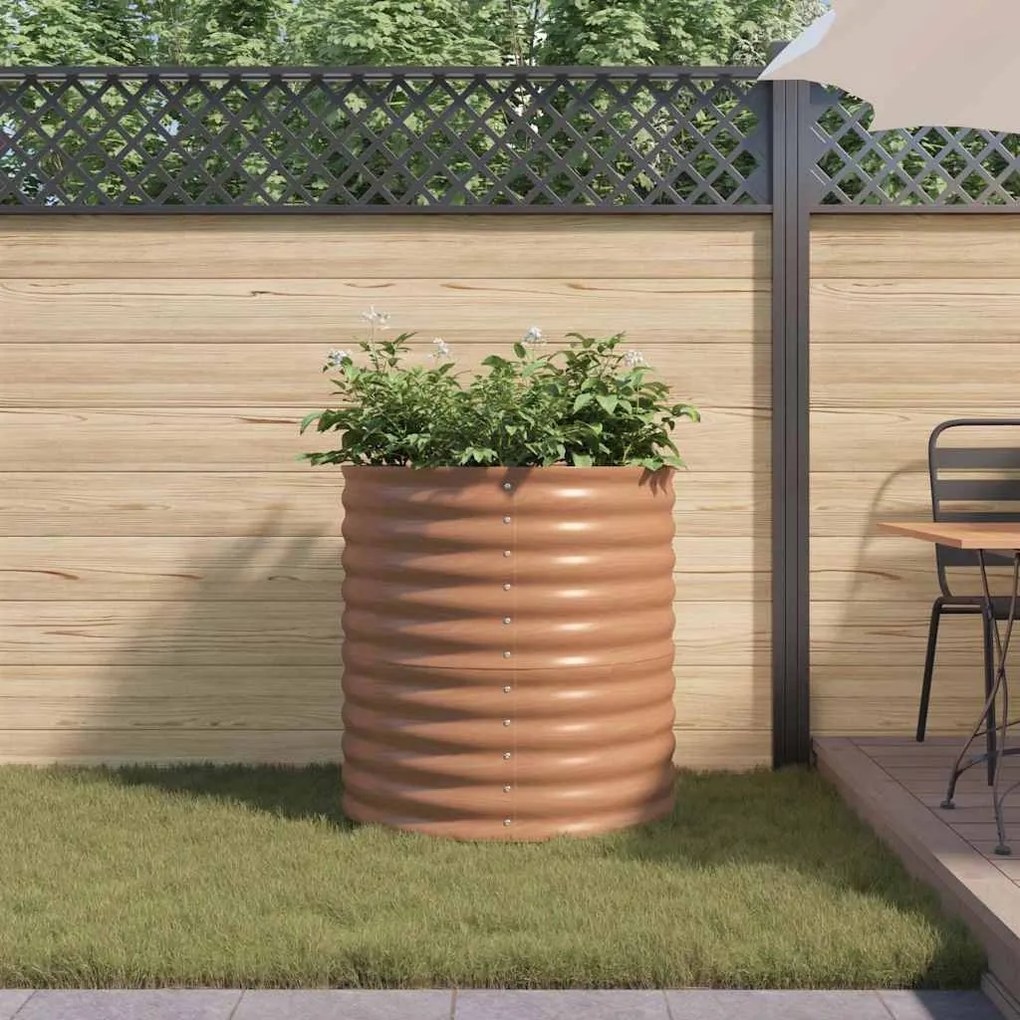 vidaXL Υπερυψωμένη Ζαρντινιέρα Καφέ 80 x 80 x 81 cm Ατσάλι