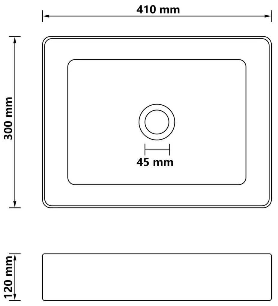 Νιπτήρας Πολυτελής Μαύρο Ματ 41 x 30 x 12 εκ. Κεραμικός - Μαύρο