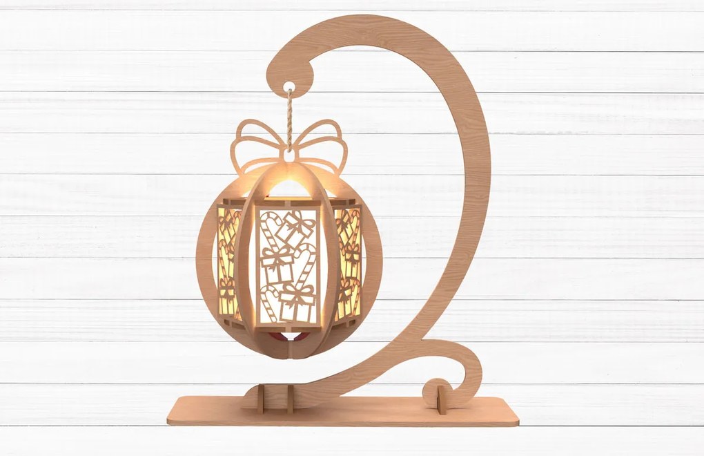 Σετ των 2 Intra απο ξύλο plywood 3mm-4mm πάχος Χριστουγεννιάτικα δώρα Φανάρι με βάση Δίασταση 30x20 cm INTRAFABR-109860415