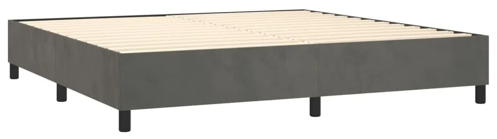 Κρεβάτι Boxspring με Στρώμα &amp; LED Σκ. Γκρι 200x200εκ. Βελούδινο - Γκρι