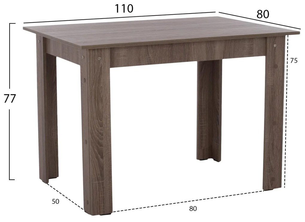 Σετ τραπεζαρίας C11617.07 5 τμχ σε Sonoma oak και Μπέζ ύφασμα