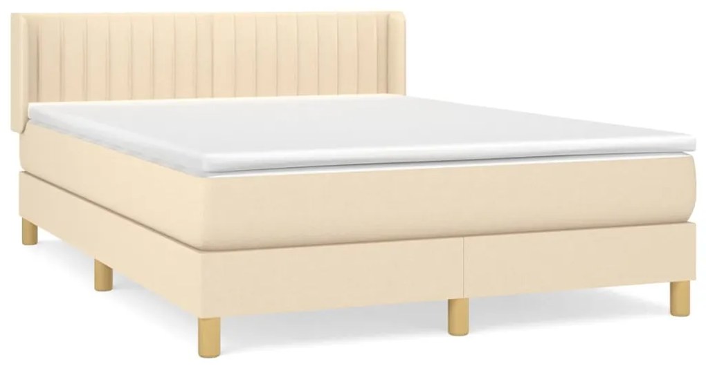 Κρεβάτι Boxspring με Στρώμα Κρεμ 140x200 εκ. Υφασμάτινο - Κρεμ