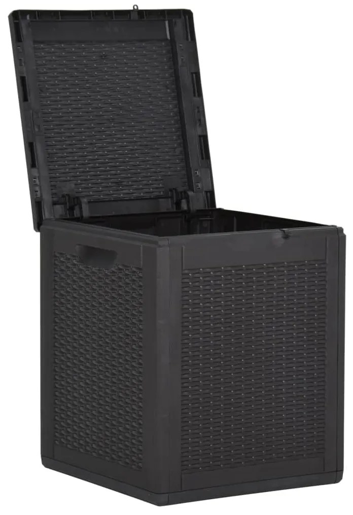 vidaXL Μπαούλο Αποθήκευσης Κήπου Μαύρο 90 Λίτρα Ρατάν Πολυπροπυλενίου