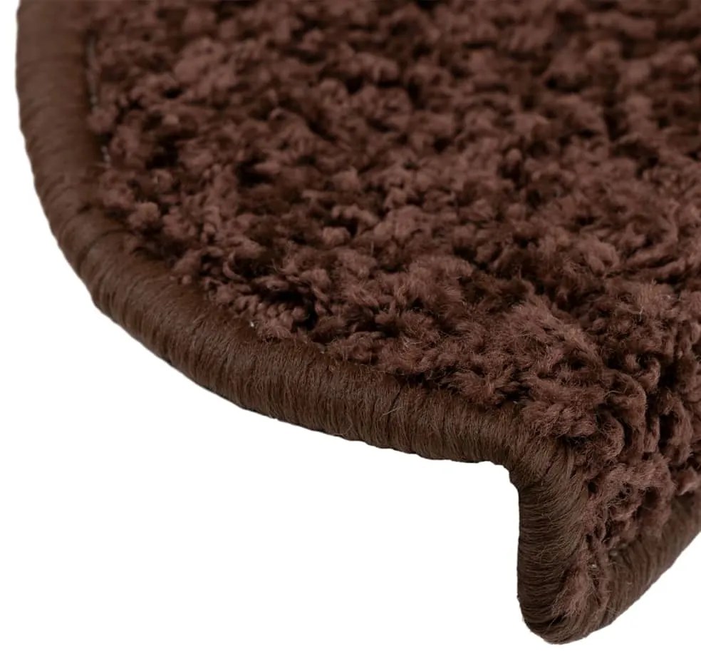 vidaXL Πατάκια Σκαλιών 10 τεμ. Καφέ Ημίστρογγυλά Μεγάλα 65x21x4 εκ.