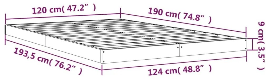 Σκελετός Κρεβατιού Μαύρος 120x190 εκ. Μασίφ Πεύκο Small Double - Μαύρο